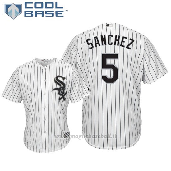 Maglia Baseball Uomo Chicago White Sox Yolmer Sanchez Cool Base Majestic 1ªBianco